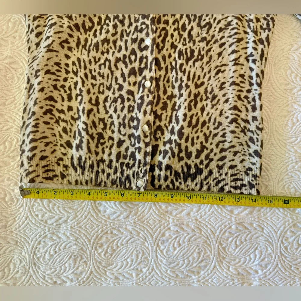 J. Crew Brown and Tan Leopard Print Wool Cardigan - Picture 8 of 9